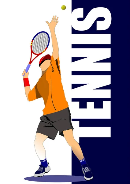 Tennisaffisch Färgade Vektor Illustration För Designers — Stock vektor