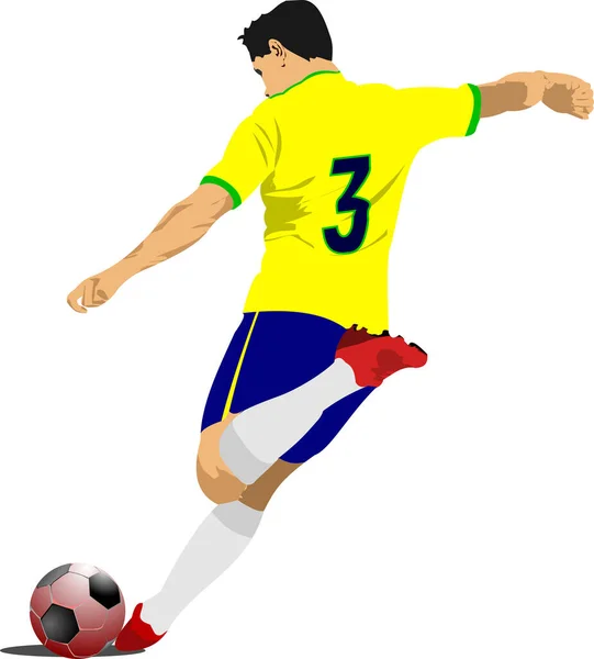Fotbollsspelare För Affischer Färgad Vektor Illustration För Designers — Stock vektor