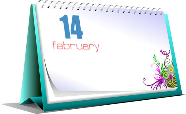 Table Calendar Valentine Day — Stock Vector