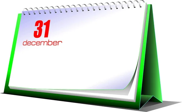 Vector Illustration Desk Calendar December New Year Night — Stock Vector