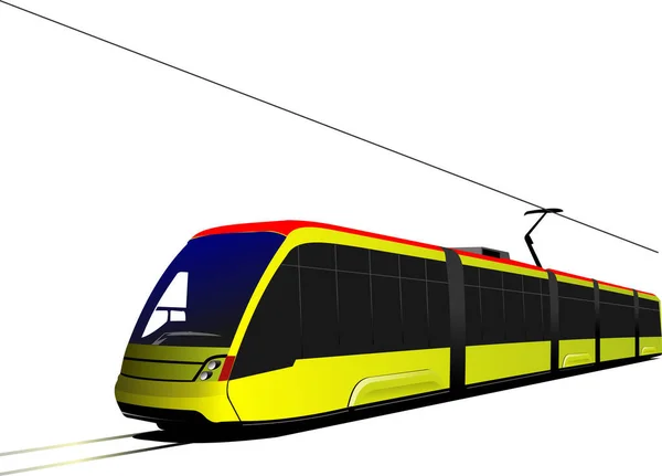 City Tram Vector Illustration — Stock Vector