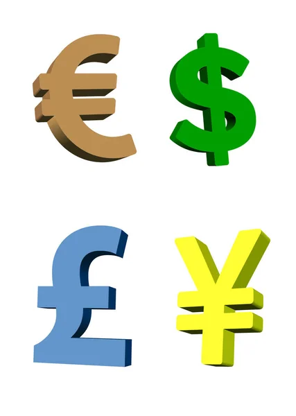 Set Four Marks Currencies Decoration Design — Stock Vector