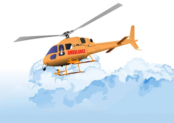 Mentő Vagy Katonai Helikopter Vektorillusztráció — Stock Vector