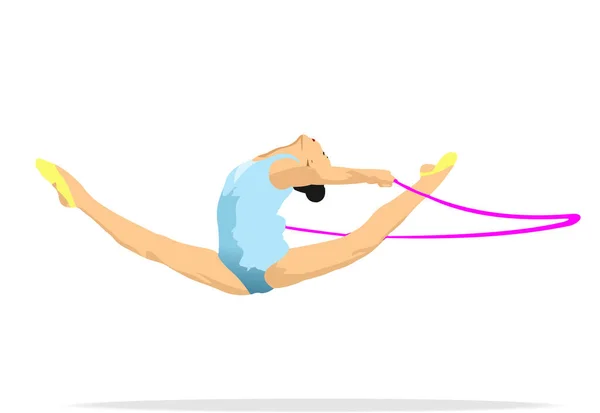 Rhythmic Gimnastics Gadis Dengan Tape Ilustrasi Vektor - Stok Vektor
