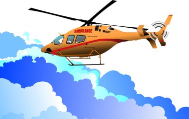 Ambulans ya da ordu helikopteri. Vektör 3d illüstrasyon