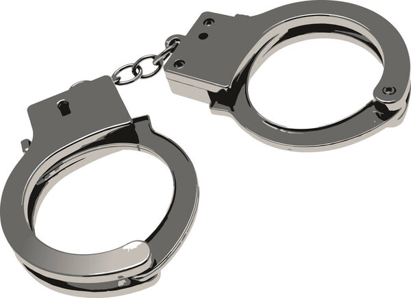 Цветная иллюстрация закрытых наручников. Векторная 3D иллюстрация