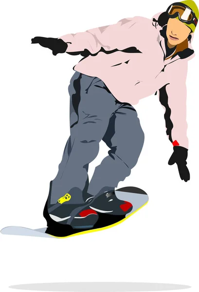 Silueta Para Hombre Snowboard Ilustración Vectorial — Vector de stock