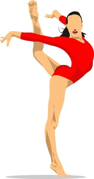 Gimnasia Chicas Rítmicas Vector Ilustración — Archivo Imágenes Vectoriales