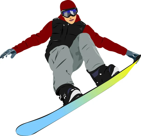 Silueta Para Hombre Snowboard Ilustración Vectorial — Vector de stock