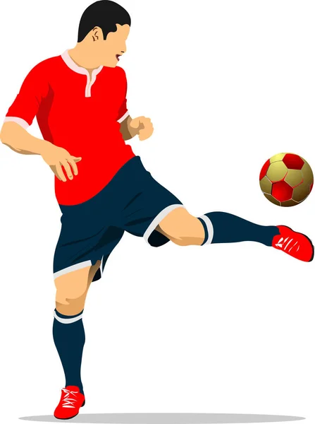 Soccer Player Poster Colored Illustration — Stock Vector