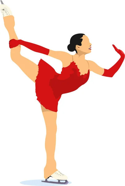 Figuurschaatsen Gekleurd Silhouet Vector Illustratie — Stockvector