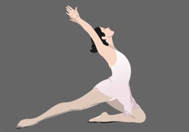 Modern balerin. Renk vektörü 3d illüstrasyon