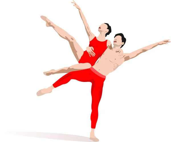 Moderne Balletttänzer Farbige Illustration — Stockvektor