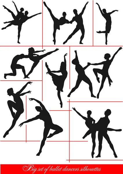 Grote Set Moderne Balletdansers Vector Illustratie — Stockvector