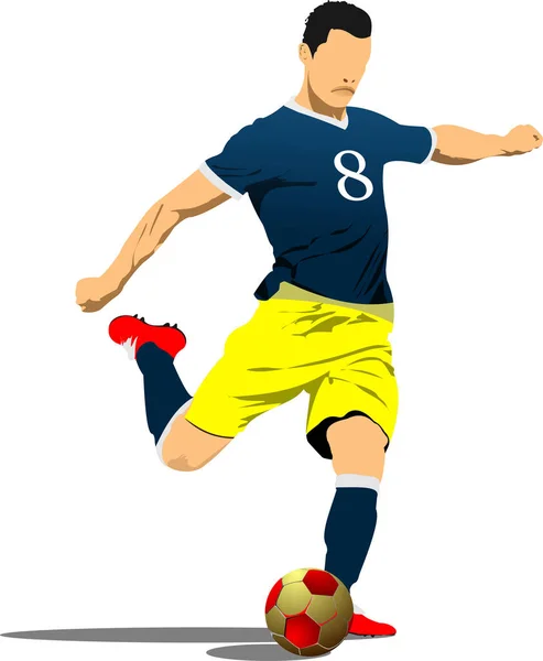 Soccer Player Poster Colored Illustration — Stock Vector