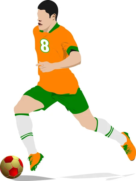 Soccer Player Poster Colored Illustration — Stock Vector