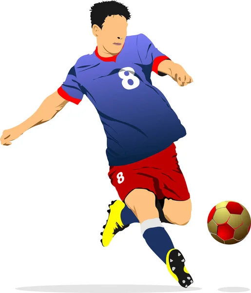 Jogador Futebol Vetor Colorido Ilustração —  Vetores de Stock