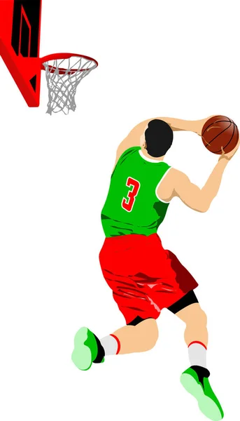 バスケットボール選手 デザイナーのためのベクトル3Dイラスト — ストックベクタ
