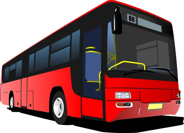 Roter Stadtbus Unterwegs Trainer Vektor Illustration — Stockvektor