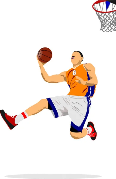 Jugador Baloncesto Acción Ilustración Vectorial Para Diseñadores — Archivo Imágenes Vectoriales