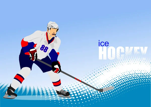 冰球运动员海报 设计人员用彩色矢量3D图解 — 图库矢量图片