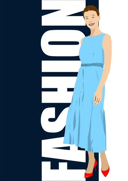 Silueta Mujer Moda Vector Ilustración — Vector de stock