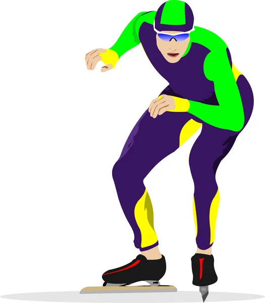 スピードスケートランナー ベクトル3Dイラスト — ストックベクタ