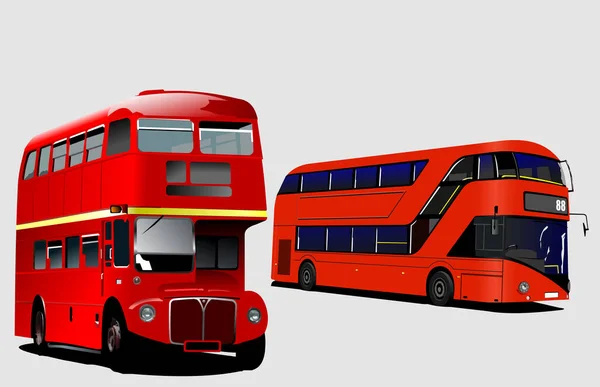 Tow Generation London Double Decker Sightseeing Red Bus Vector Illustration — Stock Vector