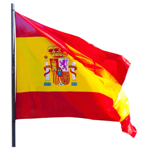İspanya bayrağı beyaz arkaplanda izole edildi — Stok fotoğraf