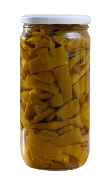 Judías verdes picadas marinadas en frasco — Foto de Stock