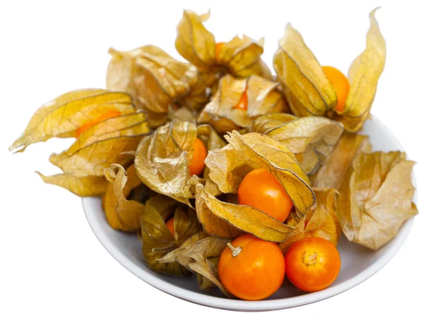 Orangefarbene Physalis-Frucht isoaltiert auf weiß — Stockfoto