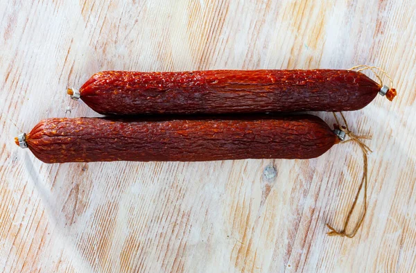 Russian dry smoked sausage — Stock Photo, Image