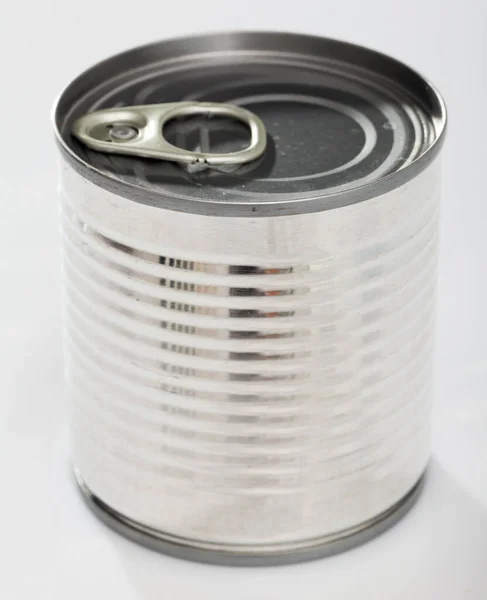 Closed silver tin can — Stock Photo, Image