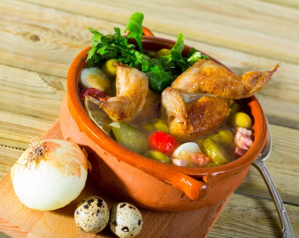Solyanka with quails and vegetables — Stock Image Solyanka with quails and vegetables Stock Image