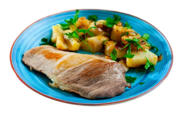 Geroosterde karbonade met gegrilde aardappelen garnering — Stockfoto