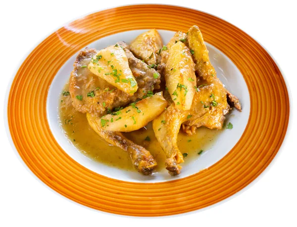 Picante de pollo, pollo picante con peras — Foto de Stock