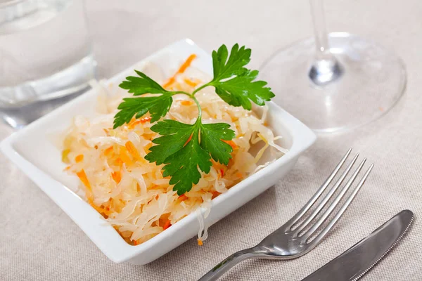 Sour shredded cabbage with greens — Stock Image Sour shredded cabbage with greens Stock Picture