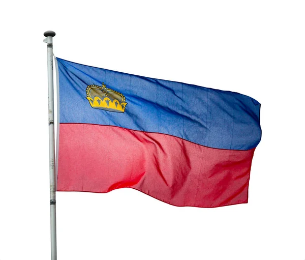 Bandeira do Liechtenstein acenando — Fotografia de Stock