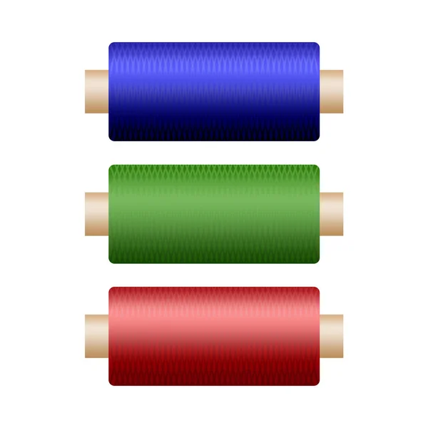 Tres Bobinas Color Con Hilo Para Reparar Ropa Sobre Fondo — Foto de Stock