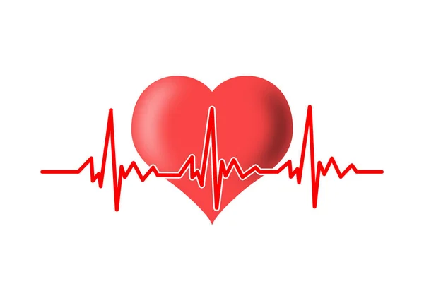 Illustration Heart Heartbeats White Background — Stock Photo, Image