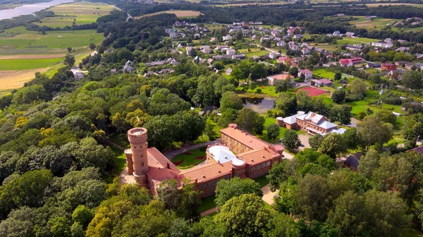 Historical Raudone Castle Countryside Lithuania Aerial View — Stock Photo, Image