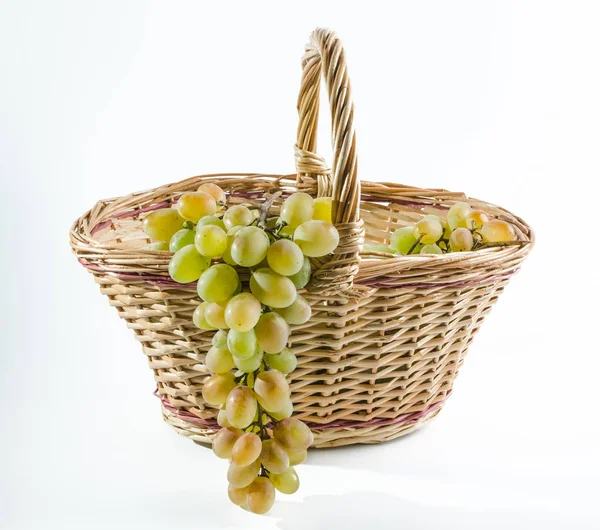 Harvest Grape Basket White Background — Stock Photo, Image