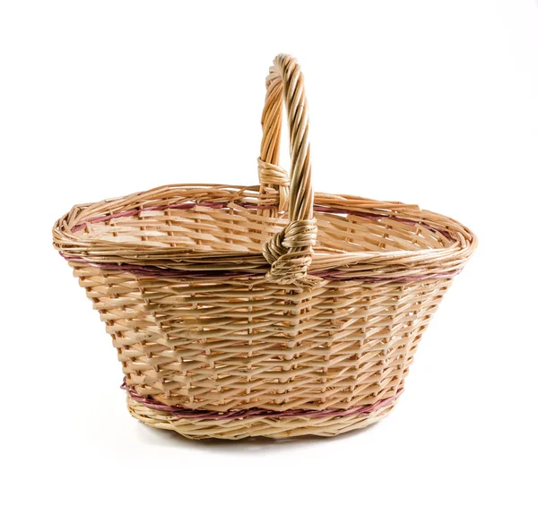 Empty Wicker Basket White Background — Stock Photo, Image