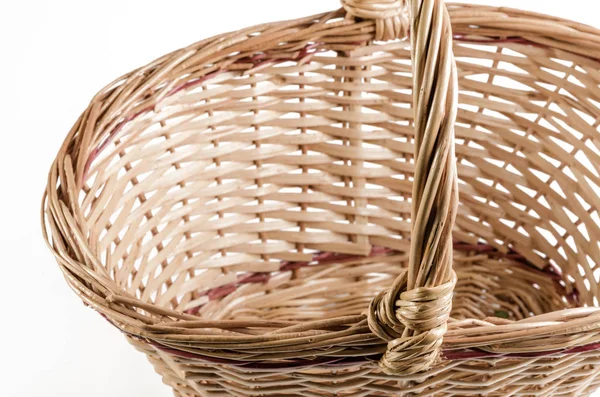 Empty Wicker Basket White Background — Stock Photo, Image