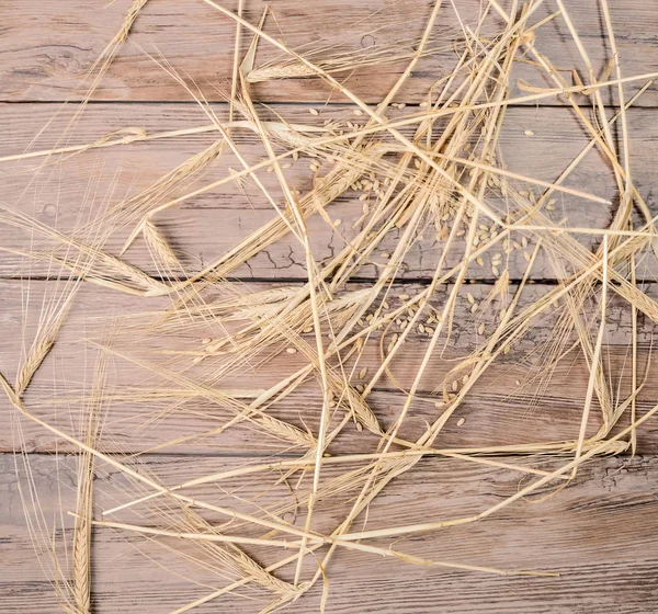 Spikes Grains Wooden Table — Stock Photo, Image