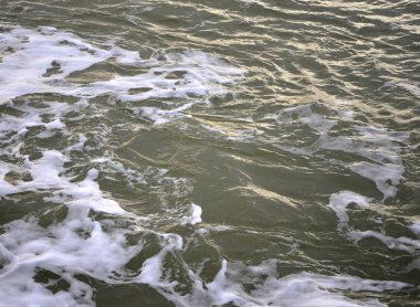 Dalgalar deniz kıyısında beyaz sprey