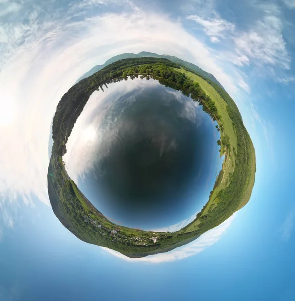 Little Planet Foto Des Sees Zusammensetzung Der Natur — Stockfoto