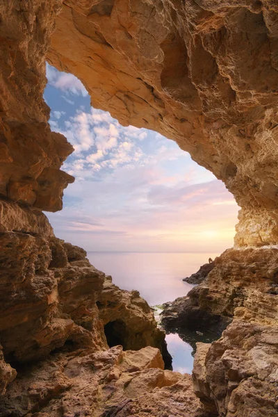 Wewnątrz Grota Kompozycja Piękne Natura Seascape — Zdjęcie stockowe