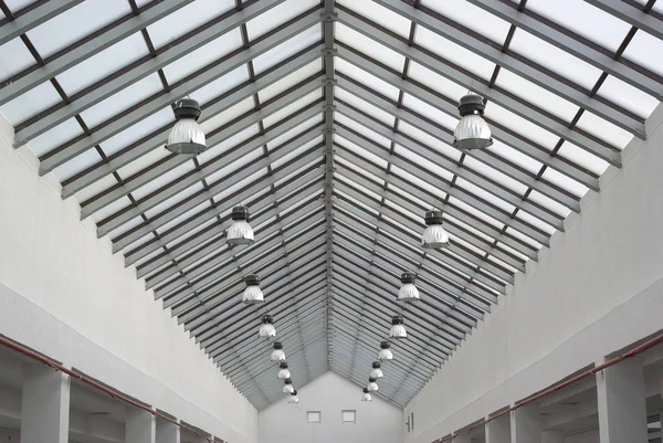 Techo Fábrica Industria Lámparas Diseño Interiores —  Fotos de Stock