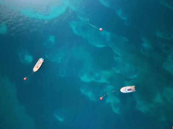 Barche Veduta Aerea Delle Barche Mare Bellissimo Paesaggio Marino Estivo — Foto Stock